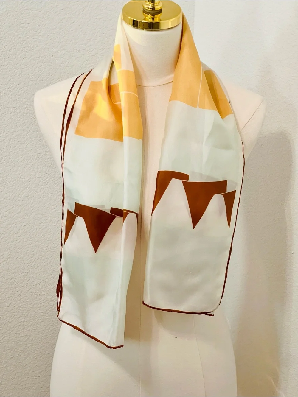 Vintage Vera Neumann 100% Silk Scarf Abstract Geometric Hand Rolled Signed Vera